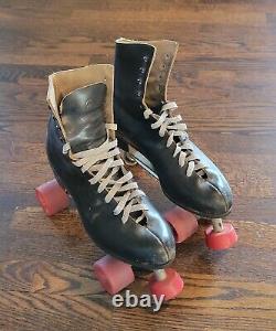 Vintage Riedell Sure Grip Super 7 Cyclone Black Leather Roller Skates Size 10