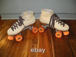 Vintage Riedell Sure-Grip Super X 6L Tan Suede Leather Roller Skates Mens Size 8