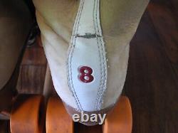 Vintage Riedell Sure-Grip Super X 6L Tan Suede Leather Roller Skates Mens Size 8