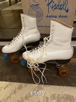 Vintage Riedell Sure Grip Super X 6L Womens Size 8 White Leather Roller Skates