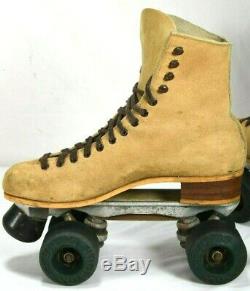 Vintage Riedell Tan Mens Size 7 Sure Grip SuperX 5R Roller Skates Suede KRYPTOS