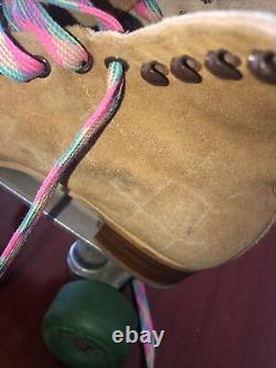 Vintage Riedell Tan Suede Red Wing Roller Skates Leather Super X Men 8 Women 10