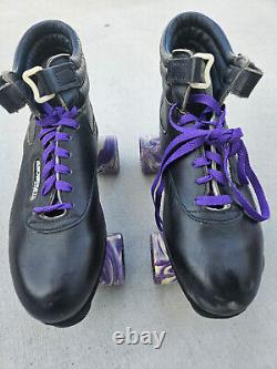 Vintage Riedell USA Men's Aerobiskate Sure Grip Black Skating Shoe Sz 11 Purple