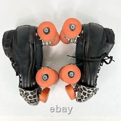 Vintage Riedell USA Quad Speed Skates With Blue Sure Grip Funky Monkeys Size 6