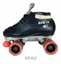 Vintage Riedell USA Speed Roller Skates Sure Grip Invader Psycho Pigs Wheels