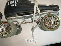 Vintage Riedell USA Speed Roller Skates Sure Grip Invader Racing Slicks Wheels