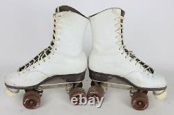 Vintage Riedell White Leather Women's 7 Roller Skates USA with Carring Case FO-MAC