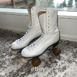 Vintage Riedell White Roller Skates Red Wing Women's Size 6.5 Skating Boots