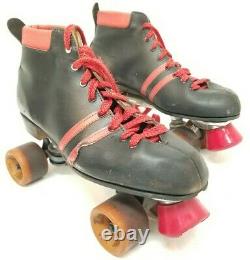 Vintage Roller Skates Sz 11 Red Black Riedell Boots Sunlite Plates Zinger Wheels
