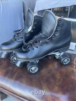 Vintage Sure Grip Super X 7L Black Leather Roller Skates Sz 9 Men's Clean