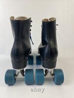 Vintage Sure Grip Super X 7L Black Leather Roller Skates Sz 9 Men's Clean