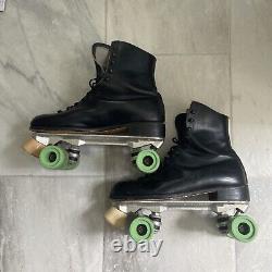 Vintage Sure Grip Super X 8 Black Leather Roller Skates Sz 10 Mens