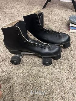 Vintage Sure Grip Super X 8L Black Leather Roller Skates Sz 11 Mens