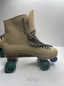 Vintage Tan Suede Men's Roller Skates Riedell VTG Size 13 Aerobic Sure Grip