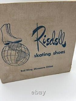 Vintage Womans White Leather Riedell Roller Skates Size 7 USA 192 W Box & Tools