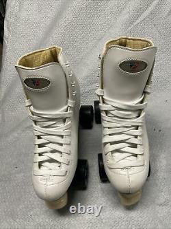 Vintage Womans White Riedell Roller Skates White Size 7 Fast Same Day Shipping