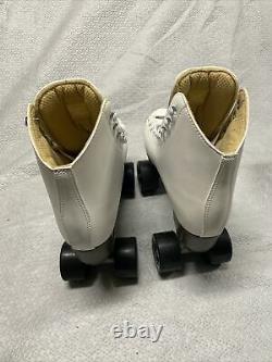 Vintage Womans White Riedell Roller Skates White Size 7 Fast Same Day Shipping