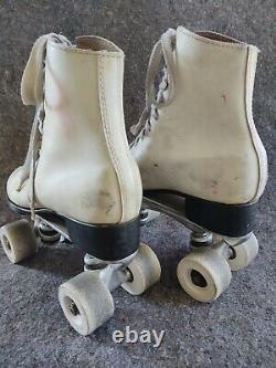 Vintage Women's Riedell Sure Grip white Super X 5R Quad Roller Skates Size 7 USA