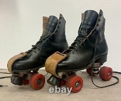 Vtg RIEDELL RED WING ROLLER SKATES Men's 9.5 10 Black Leather 120/220