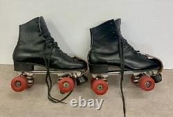 Vtg RIEDELL RED WING ROLLER SKATES Men's 9.5 10 Black Leather 120/220