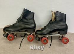 Vtg RIEDELL RED WING ROLLER SKATES Men's 9.5 10 Black Leather 120/220