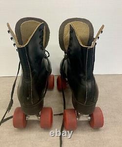 Vtg RIEDELL RED WING ROLLER SKATES Men's 9.5 10 Black Leather 120/220