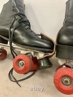 Vtg RIEDELL RED WING ROLLER SKATES Men's 9.5 10 Black Leather 120/220