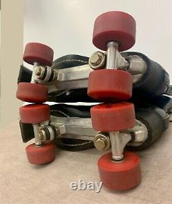 Vtg RIEDELL RED WING ROLLER SKATES Men's 9.5 10 Black Leather 120/220