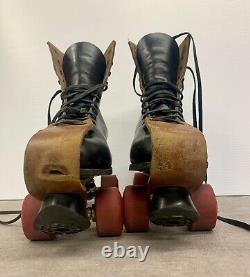 Vtg RIEDELL RED WING ROLLER SKATES Men's 9.5 10 Black Leather 120/220