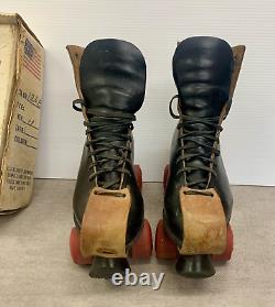 Vtg RIEDELL RED WING ROLLER SKATES Men's 9.5 10 Black Leather 120/220