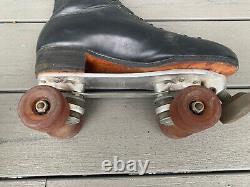 Vtg Riedell 220 Black Roller Skates Sure-Grip Century Plates Size Men's 10.5