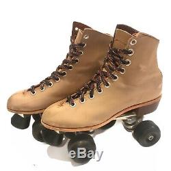 Vtg Riedell Red Wing Roller Skates Size Men 9 Womens 10.5 Tan Leather Sure Grip