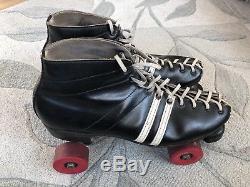 Vtg Roller Skates Riedell Sure Grip Cyclone Red Wing 10 Leather Platinum