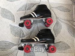 Vtg Roller Skates Riedell Sure Grip Cyclone Red Wing 10 Leather Platinum