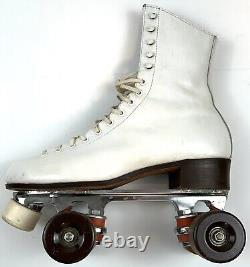 Vtg White Leather Size 9 Riedell 220 Roller Skates Fo Mac Wheels Wildcat Women