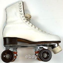Vtg White Leather Size 9 Riedell 220 Roller Skates Fo Mac Wheels Wildcat Women