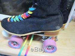 Women Riedell Suede Black Skates sz 13 heel to toe 11 1/2 in. No More Rentals