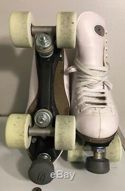 Women's Riedell Size 9 White Roller Skates Sure Grip Plates & Wheels With Case