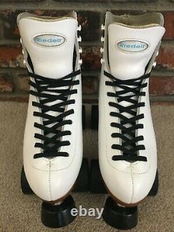Womens Riedell 121 White Leather Roller Skates Sure Grip Plates & Wheels Size 7