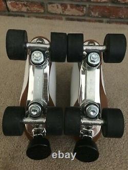 Womens Riedell 121 White Leather Roller Skates Sure Grip Plates & Wheels Size 7
