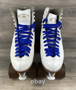 Womens Riedell 275 White Leather Roller Skates Sure Grip Plates Size 5.5